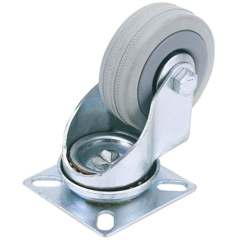 Draper 75mm Dia. Swivel Plate Fixing Rubber Castor - S.W.L 70Kg