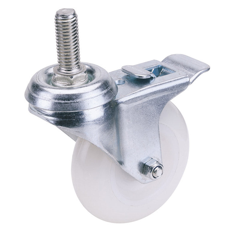 Draper 100mm Dia. Swivel Bolt Fixing Nylon Wheel with Brake - S.W.L. 125Kg