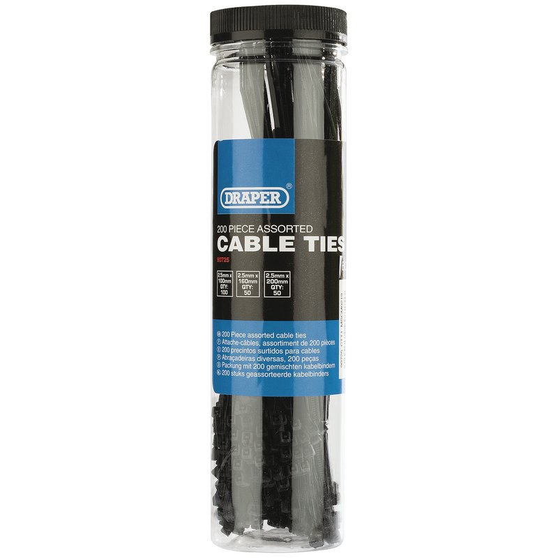 Draper Assorted Nylon Cable Tie Pack (200 Piece)