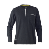 Bisley Flex & Move Long Sleeve Cotton Henley T-Shirt