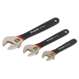 Sealey Adjustable Wrench Set 3pc Ni-Fe Finish