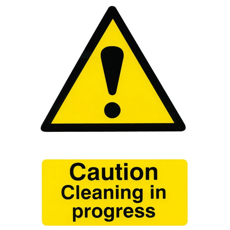 Bsafe Caution Cleaning In Progress Sign White/Yellow
