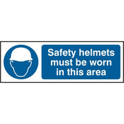 Bsafe Safety Helmets Must Be Worn Sign White/Blue