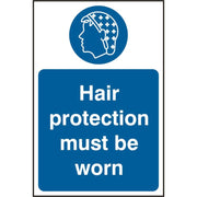 Bsafe Hair Protection Must Be Worn Sign White/Blue