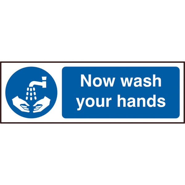 Bsafe Now Wash Your Hands Sign White/Blue