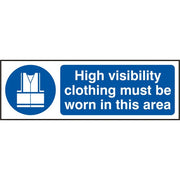 Bsafe High Visibility Clothing Must Be Worn Sign White/Blue