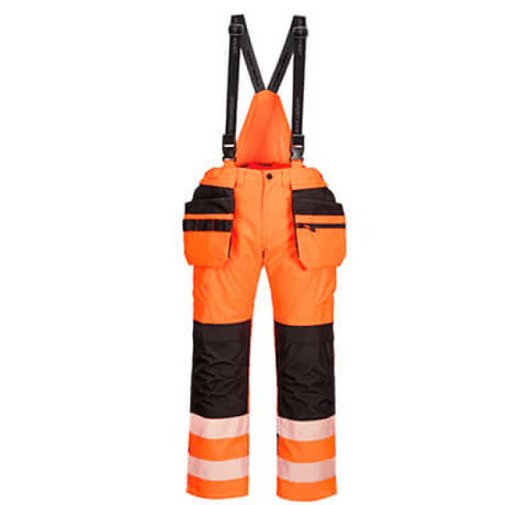 Portwest PW3 Hi-Vis Rain Bib and Brace #colour_orange-black