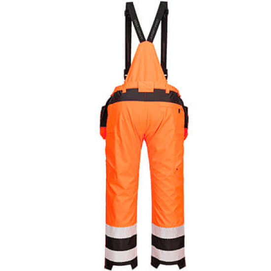 Portwest PW3 Hi-Vis Rain Bib and Brace #colour_orange-black